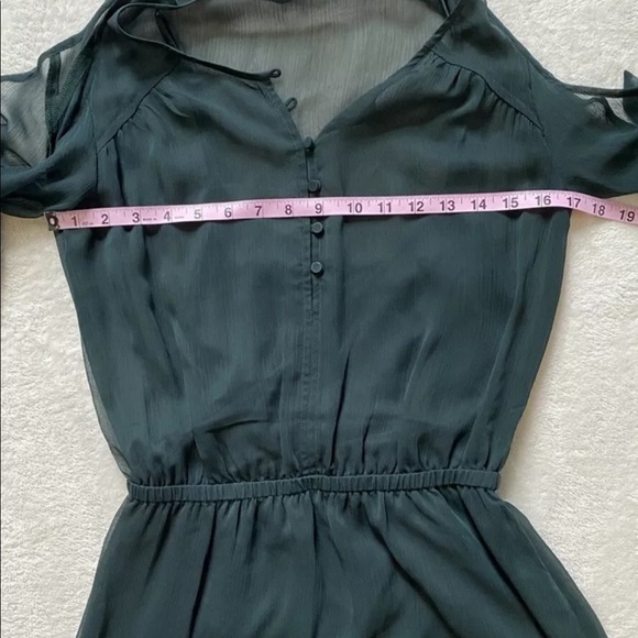 Express Green Sheer Layered Lined Slit Long Sleeve Flowy Boho Dress Women’s XS - Picture 4 of 7
